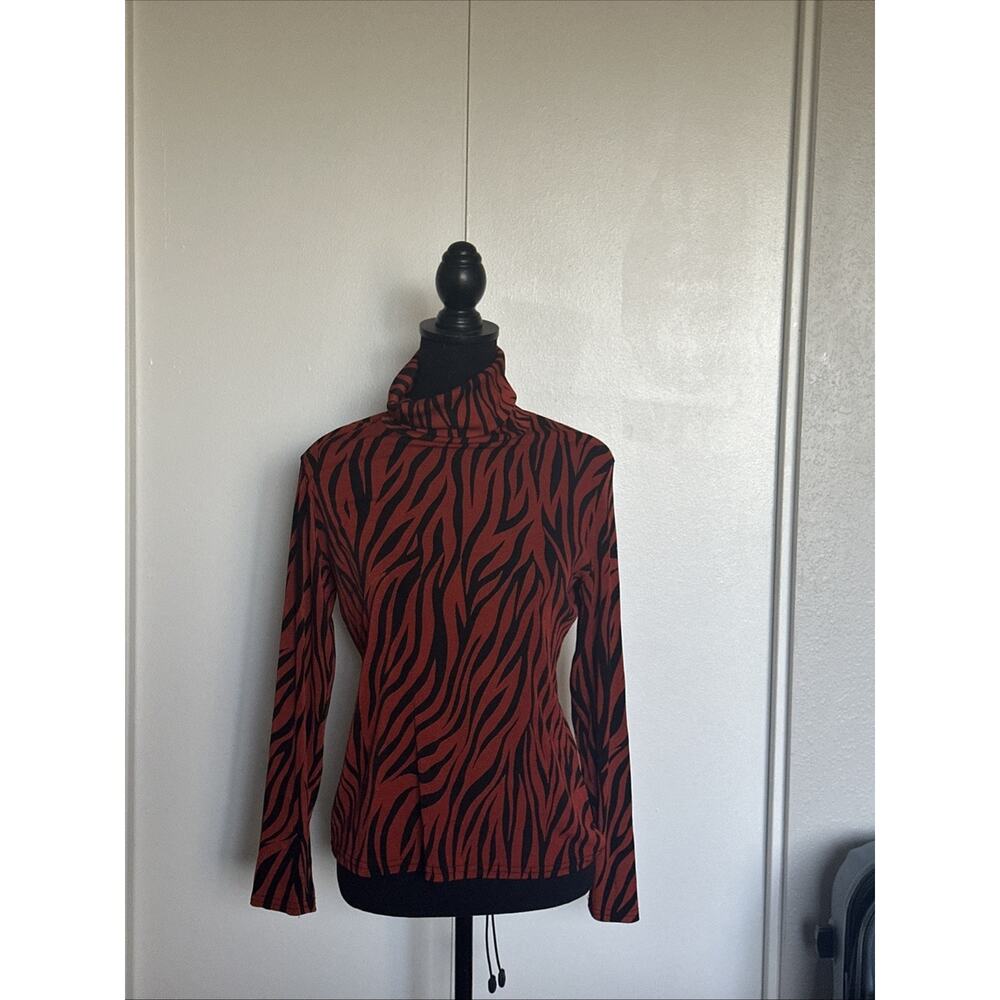 Jaipur Womens Black Orange Long Sleeve Turtle Neck Size M
